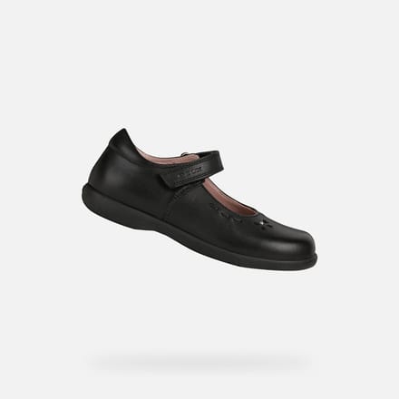 NAIMARA G A Meisjes Leren Klittenband School Schoenen Zwart