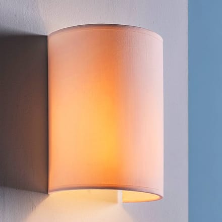 Lindby - Wandlamp - 1licht - Stof, metaal - H: 20 cm - E27 - wit, mat nikkel