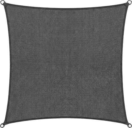 Abbey Camp Schaduwdoek - HDPE - 4 x 4 m - Grijs - Zonnedoek - RVS Ringen - DARWIN-400