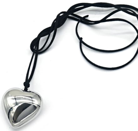 Ketting - Koord met Hart - Lengte 140 cm - Zilverkleurig – valentijn – cadeau