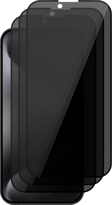 Privacy Screenprotector geschikt voor iPhone 15 Pro - 3x Glas Screen Protector FullGuard