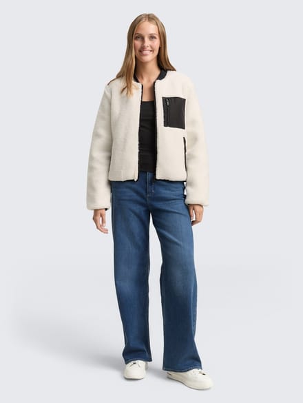 Tom Tailor Denim - Teddyjas met bomberkraag - Maat XXL - light cream beige