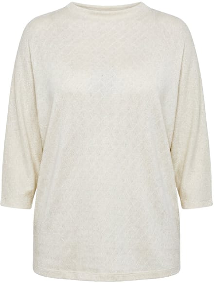 MIAMODA - Dames - Trui geruite structuur glittereffect opstaande kraag - Off-white - Maat 54+