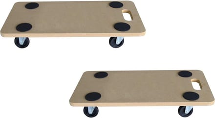 Transport Rolplank - Meubelroller Transporthulp - Meubels Verplaatsen - Met Draaggreep - Set van 2 - Lichtbruin