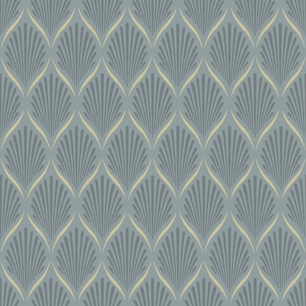 Duro Vliesbehang 681-03 - Blommor & Blad - Art Deco Blauw - 53cm x 10.05m