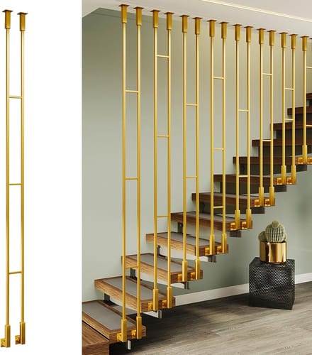 Metalen Baluster - Trapleuning Zuil - Valbeveiliging Trap - Aanpasbare Hoogte - 90 cm - Goud