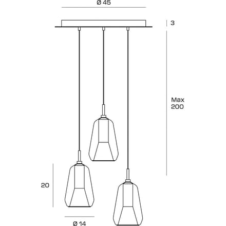 miloox by Sforzin Hanglamp X-Ray brons/goudkleurig 3-lamps rond glas