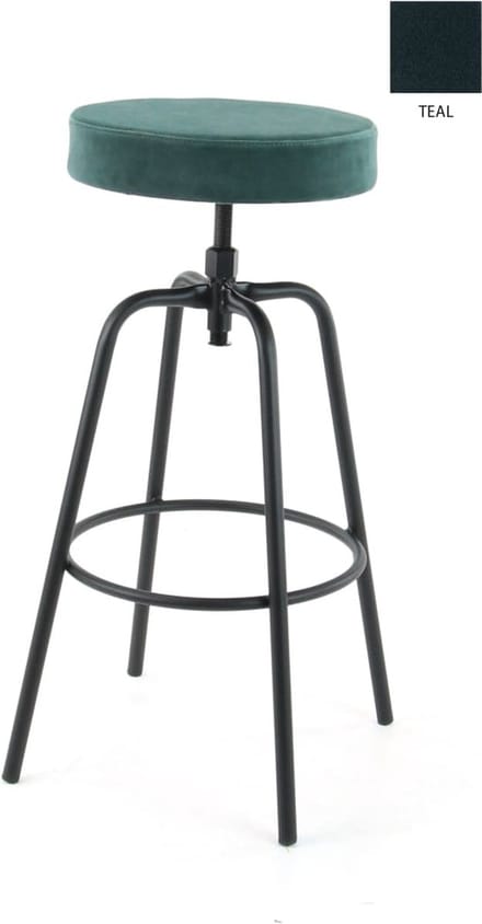 Workliving Barkruk Hoog Rond - Velvet Teal - 74-82 CM