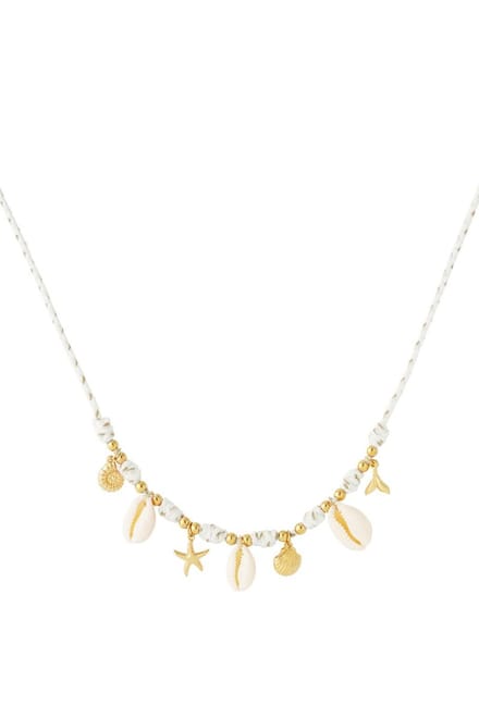 Ketting summer vibes-bedel schelp- zeester- wit- goudkleur