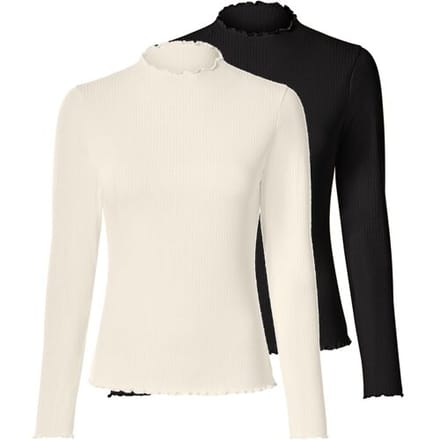 ESMARA Set van 2 dames longsleeves (Zwart/wit, S (36/38))