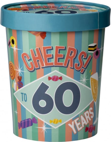 Snoeppot - 60 jaar cadeau - gevuld met snoep en drop
