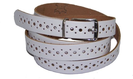 100% leer- 2 cm breed - Damesriem met gaatjes - Wit - taillemaat 75 cm