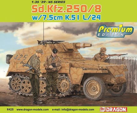 Dragon Modelbouwpakket Militaire voertuigen - 6425 Sd.Kfz. 250/8 Ausf. B - 7.5cm K.51 L/24 Plastic - 1:35 - Modelbouw