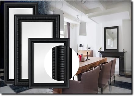Spiegel Cesarino Zwart Buitenmaat 65x91cm