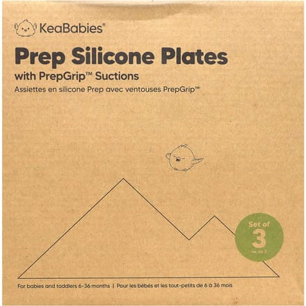 KeaBabies, Prep Siliconen Bord, met PrepGip Zuignap, 6-36 Maanden, Valiant, 3-pack beige