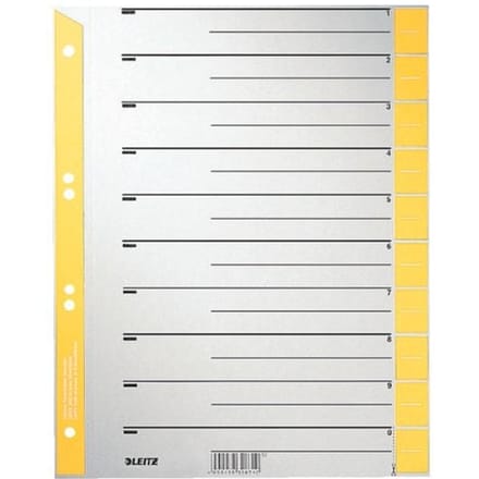 LEITZ® scheidingsbladen A4 1652, gebruik naar eigen inzicht, 25 stuks, geel