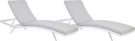 AMELIA - Ligstoel set van 2 - Lichtgrijs - Olefine