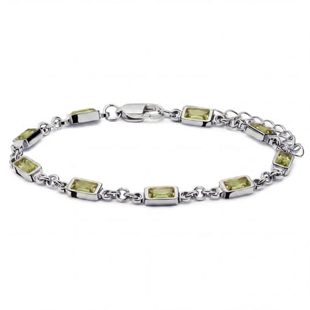 Prism | Zilverkleurige armband met peridotgroene stenen van kristalglas