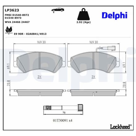Remblokset DELPHI LP3623, voor