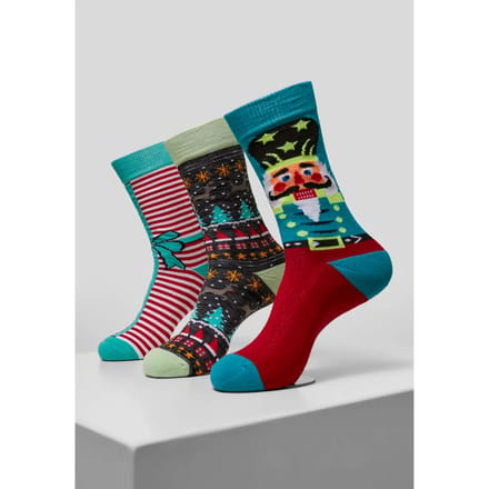 Urban Classics - Christmas Nutcracker 3-Pack Sokken - 35/38 - Multicolours