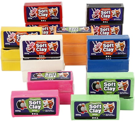 Soft Clay, afm 13x6x4 cm, 24x500 gr, kleuren assorti