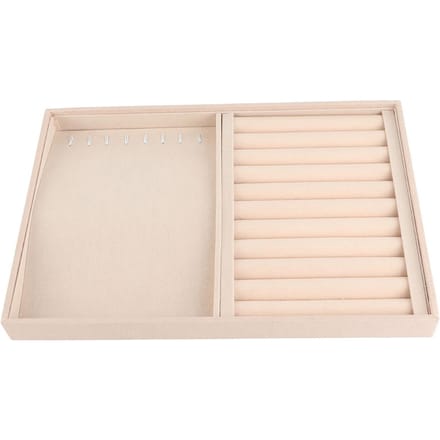Sieraden Display Tray Armband Ring Oorbel Ketting Houder Opbergplaat Doos (Beige Flanel) white