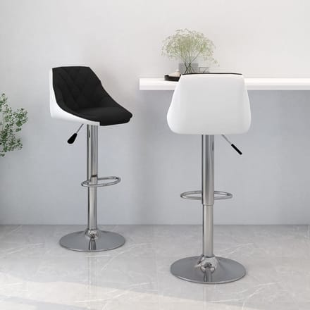 vidaXL - Barkrukken - 2 - st - kunstleer - zwart - en - wit