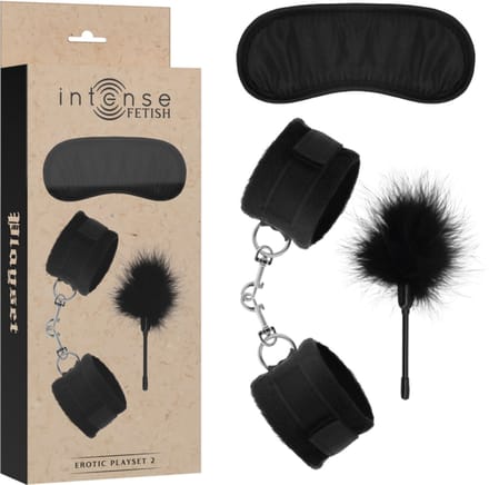 Intense - Fetish Erotic Playset 2 With Handcuffs, Blind Mask And Tickler