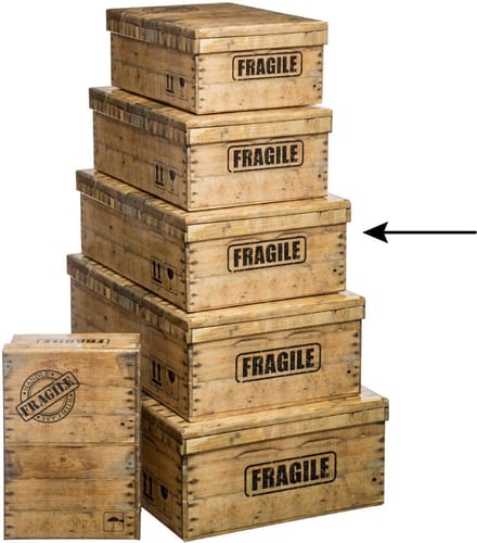 5Five Opbergdoos/box - houtkleur - L40 x B26.5 x H14 cm - Stevig karton - Woodybox