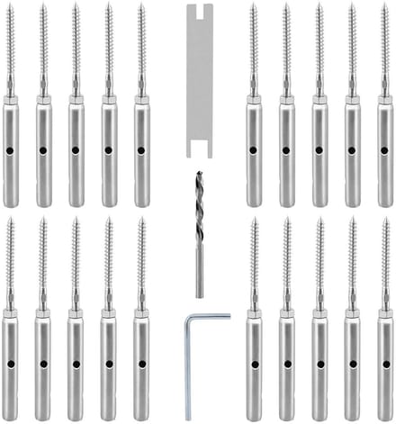 Kabel Spanschroef Kits - RVS Schroefklemmen - Kabelreling Systemen - Links & Rechts Schroefdraad - 3mm Diameter - Gepolijst
