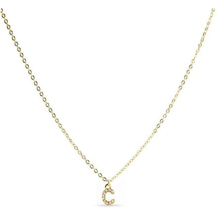 Collier Luxenter avec Zirconia brillant finition or 18k - Alphabet C beige