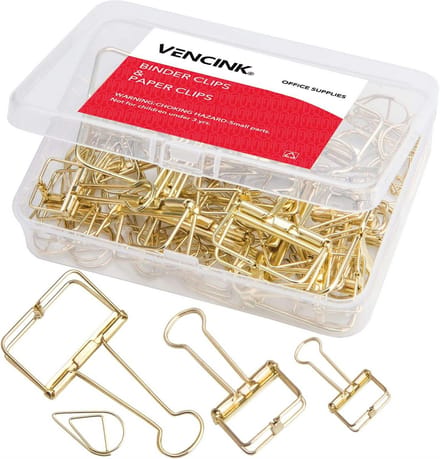 38 Delige Set Gouden Draadbinder Clips en Schattige Paperclips - Diverse Maten