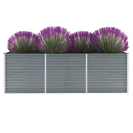 vidaXL - Plantenbak - verhoogd - 240x80x77 - cm - gegalvaniseerd - staal - grijs
