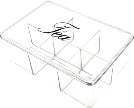 Transparante Theedoos met 6 vakken - 30 x 25 x 8 cm