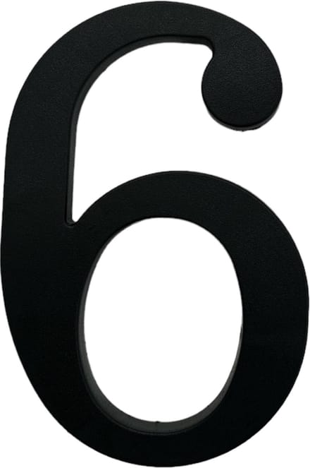 Huisnummer Zwart Nummer 6 - Groot 17,5 cm XL - Mat Zwart - Kunststof