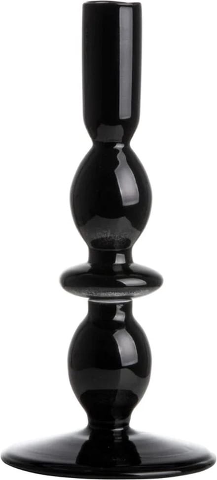 Gusta - Kandelaar - Zwart - ø9x19cm - Glas