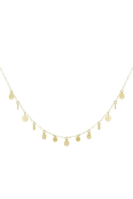 Mini smiley ketting - roestvrijstaal - yehwang