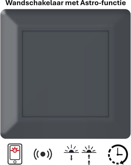 Freelux Drukknop | Astro Tijdschakelaar | Bluetooth | Led Schakelaar | 230VAC/10A | Antraciet mat gelakt