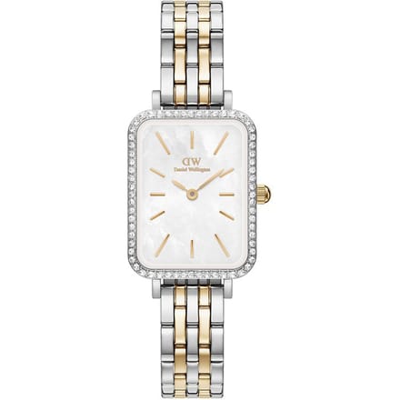 Daniel Wellington DW Watch Quadro Lumine Bezel 5-Link Two-Tone MOP 20x26mm Silver