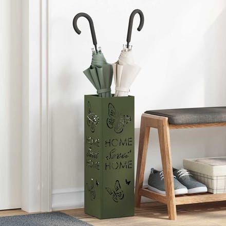 vidaXL - Regen - Paraplu - Stand - Olijfgroen - 15,5 - x - 15,5 - x - 49 - cm - Staal