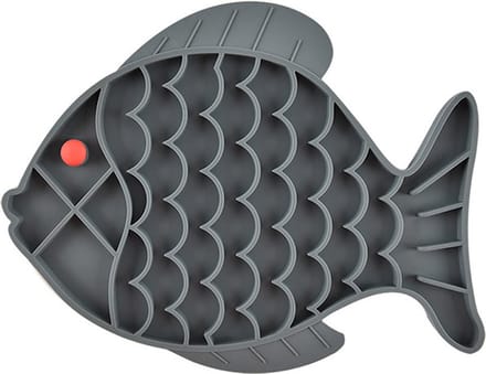 JU&MP Likmat - Voerpuzzel Kat - Slow Feeder - Anti Schrokbak - Vis - Grijs