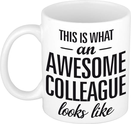 Awesome colleague - cadeau koffiemok - beker - 300 ml - collega afscheid - wit