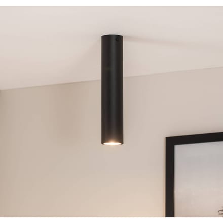 EMIBIG LIGHTING Plafondspot Tecno 1M, staal, GU10, hoogte 30 cm, zwart