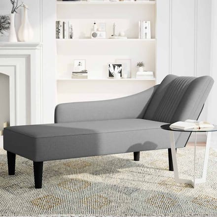 vidaXL - Chaise - longue - met - rechterarmleuning - stof - donkergrijs