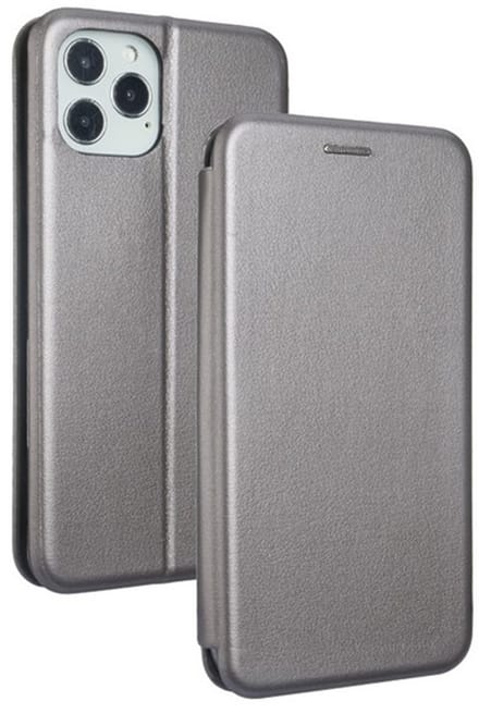 Beline - Book Magnetic Serie - iPhone 12 Hoesje - Stalen Kleur - Magnetische Sluiting