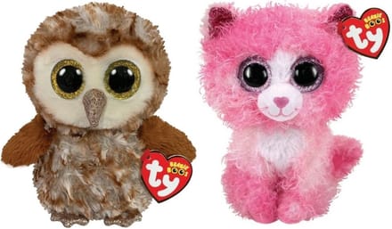 Ty - Knuffel - Beanie Boo's - Percy Owl & Reagan Cat
