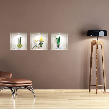 3D-effect stickers van narcissen in de lente, 40 x 120 cm