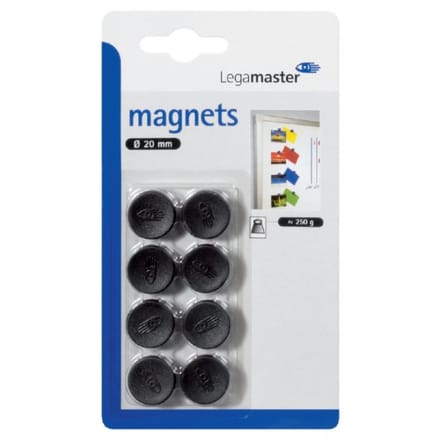 Whiteboardmagneten 20mm Lega Zwart Blister à 8 Stuks