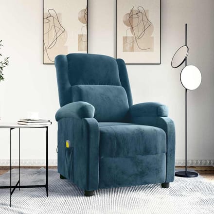 vidaXL - Massagestoel - fluweel - blauw