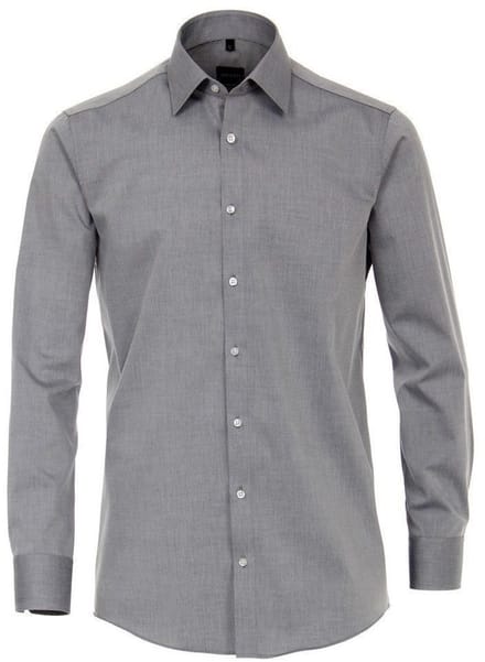 Venti - Heren Overhemd - Poplin - Strijkvrij - Regular fit - Grijs
